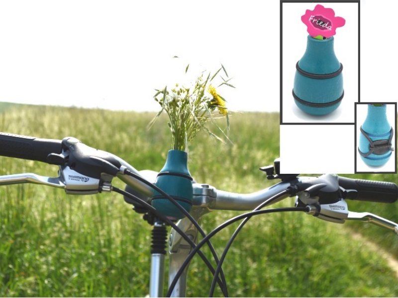 Fahrradvase FRIEDA Lenker Vase aus Holz h9xd5cm „Made in